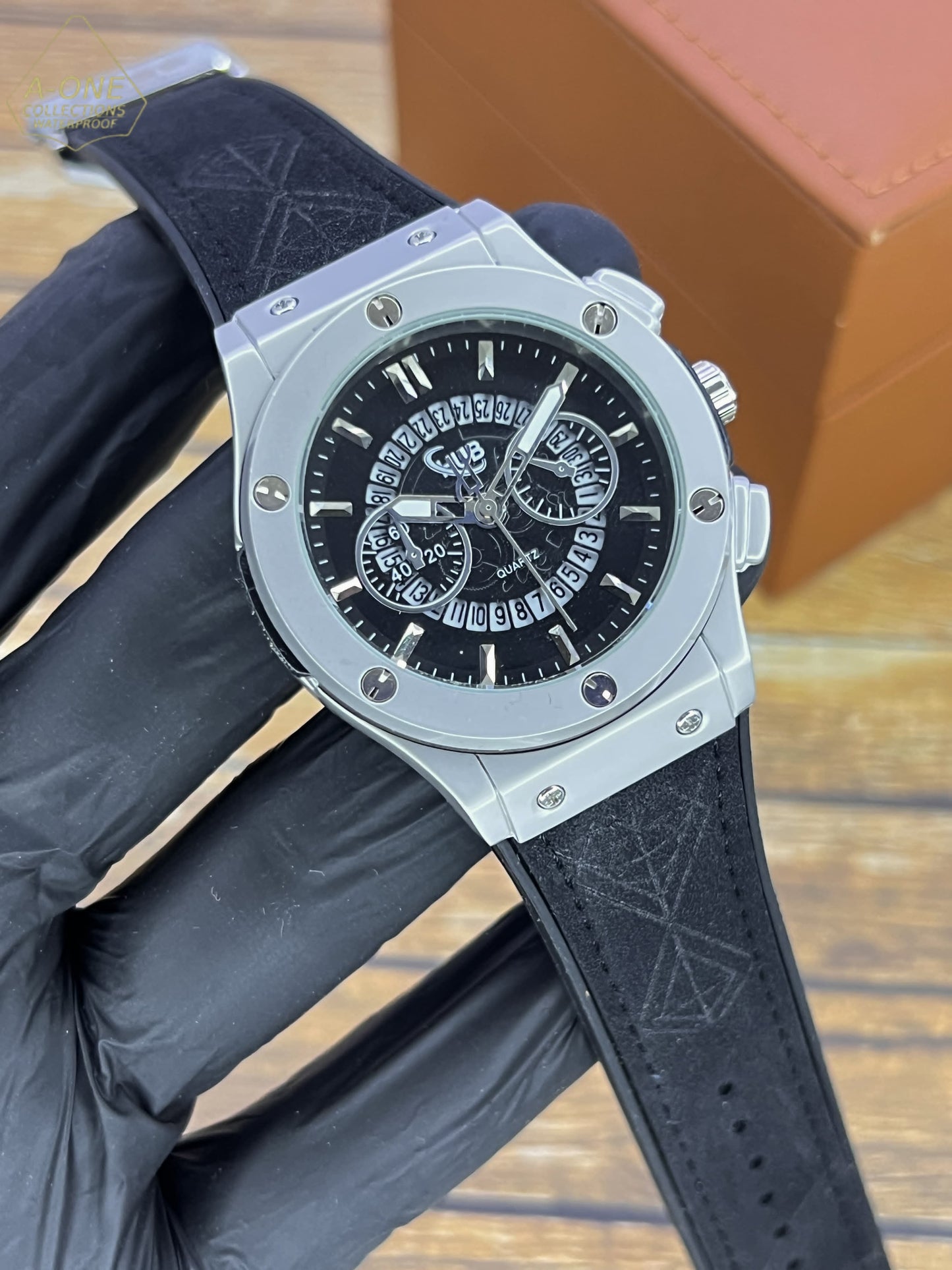 AA1Hublot Stylish Watch - Black &amp; Silver Without Box
